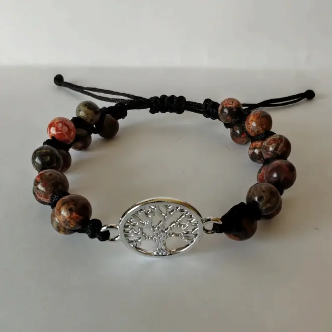 Csomózott karkötő (Életfa, Leopárd jáspis) 