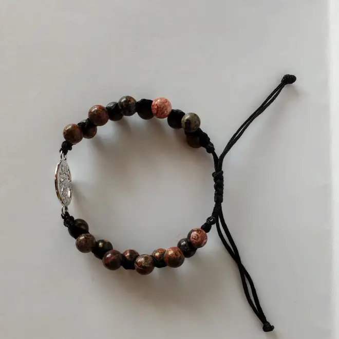 Csomózott karkötő (Életfa, Leopárd jáspis) 