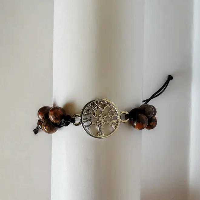 Csomózott karkötő (Életfa, Leopárd jáspis) 