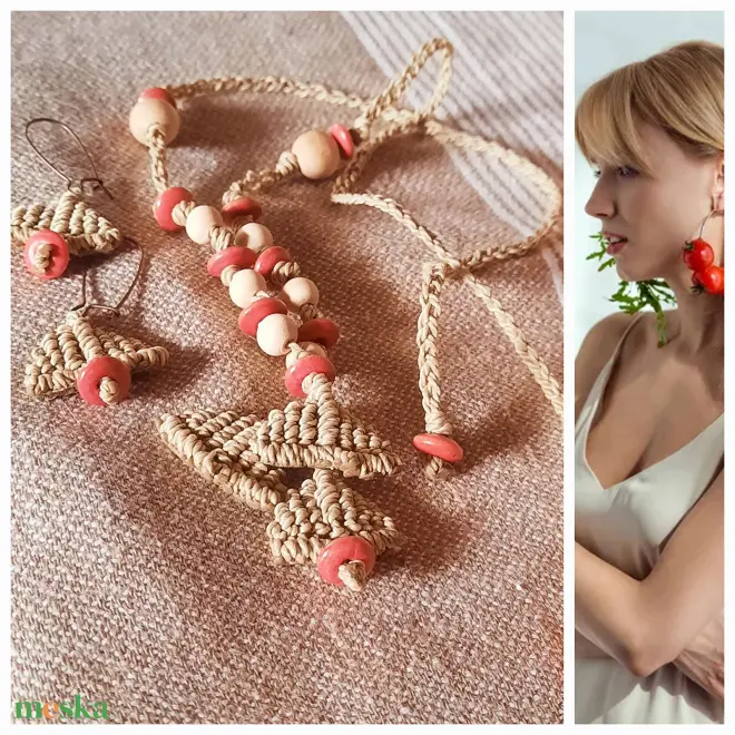 Csomózott natural ékszerszett