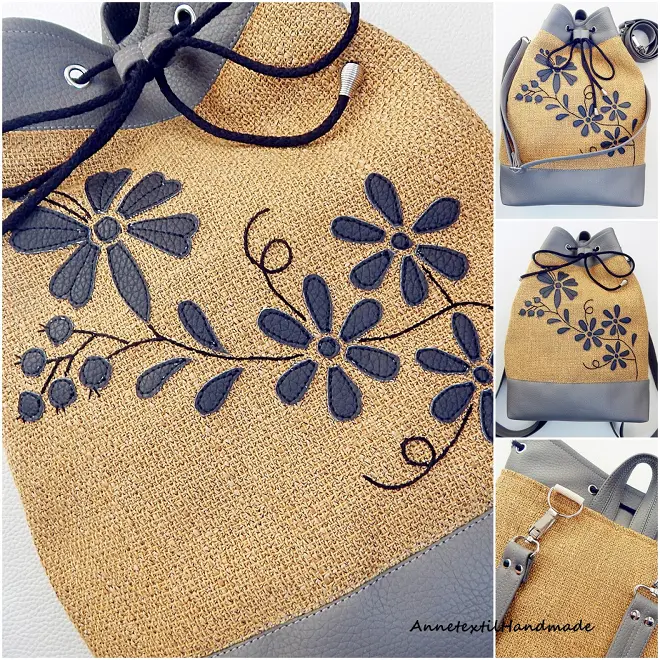 Kalocsai virágos többfunkciós női kézműves hátizsák