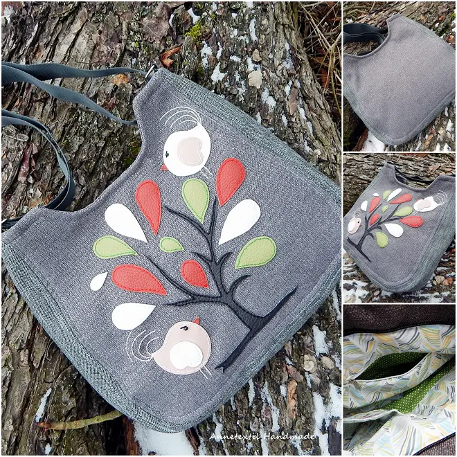 Univerzális pakolós női válltáska, duci madárkák a meseerdőben