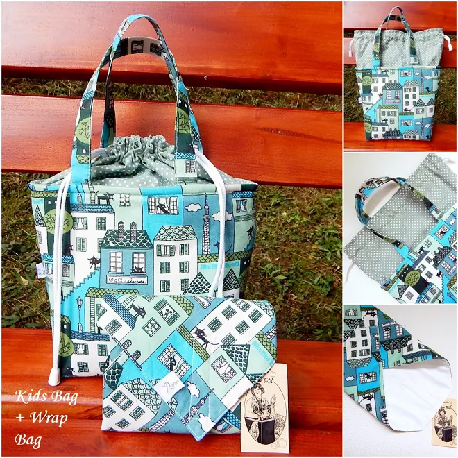 Uzsonnás táska szett városi cicák, Kids - zerowaste csomagoló